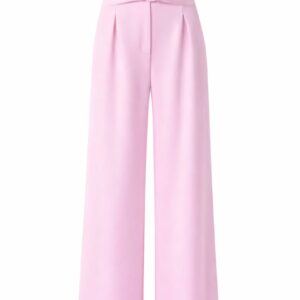 Pink high-waist wide-leg crepe fabric trousers for women office wear