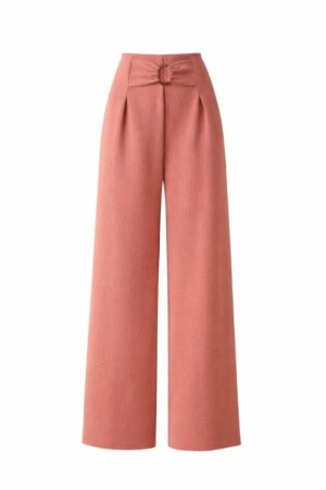 Rust high-waist wide-leg crepe fabric trousers for women office wear