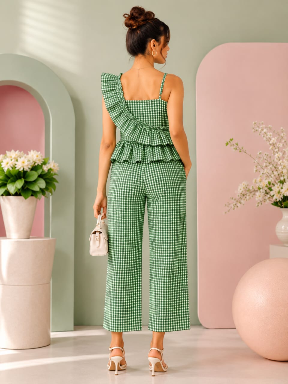 Green Mini Gingham Co-ord Set - Image 2