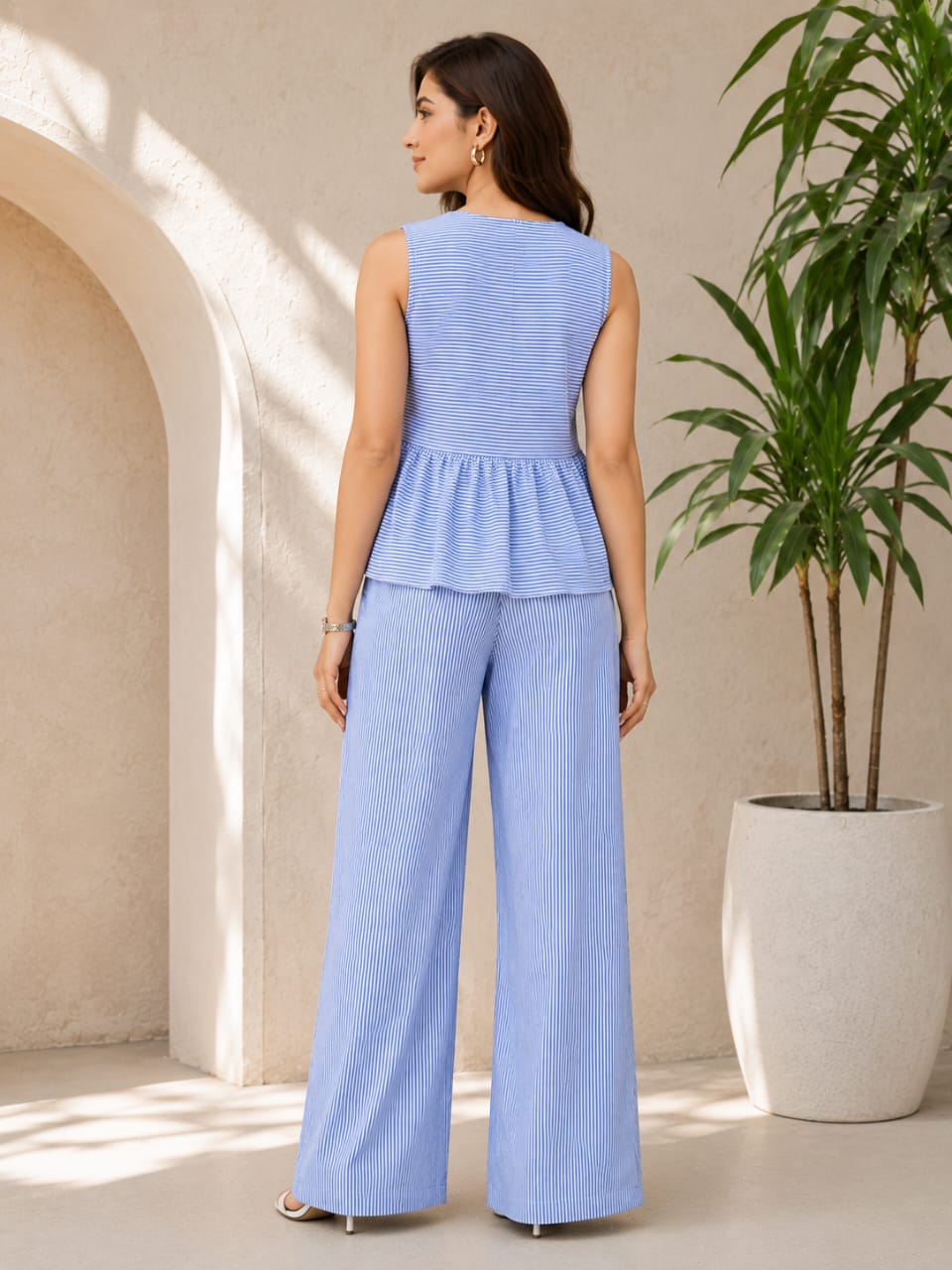 Blue Pin Stripe Co-ord Set for Women - Image 2
